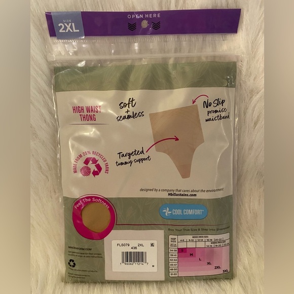 Maidenform Flexees Shapewear Womens Size 2XL Beige Seamless High Waist Thong - Picture 4 of 5